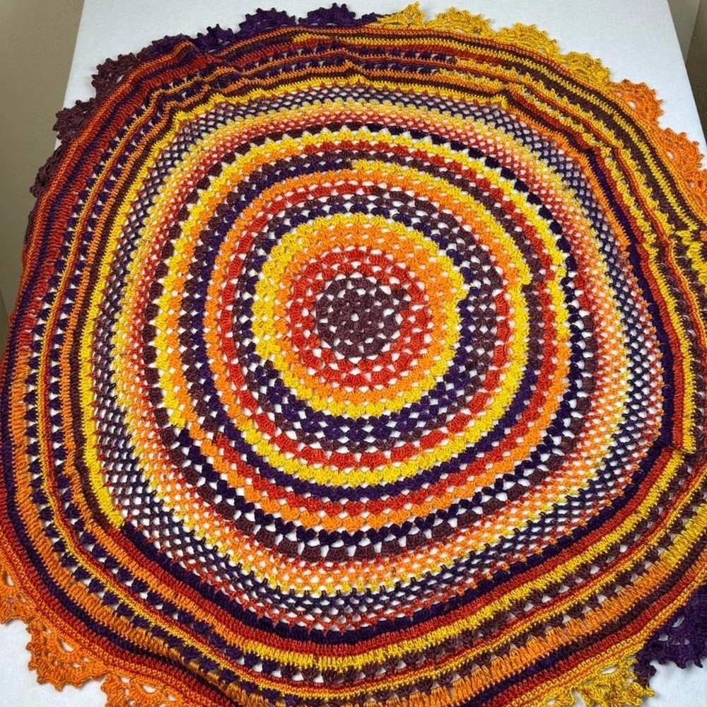 Handmade crochet mandala blanket